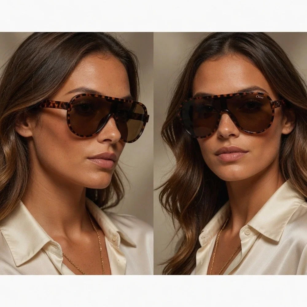 Women Shield Sunglasses Tortoise Brown Mirror Lens Retro Luxury UV400 Driving‎